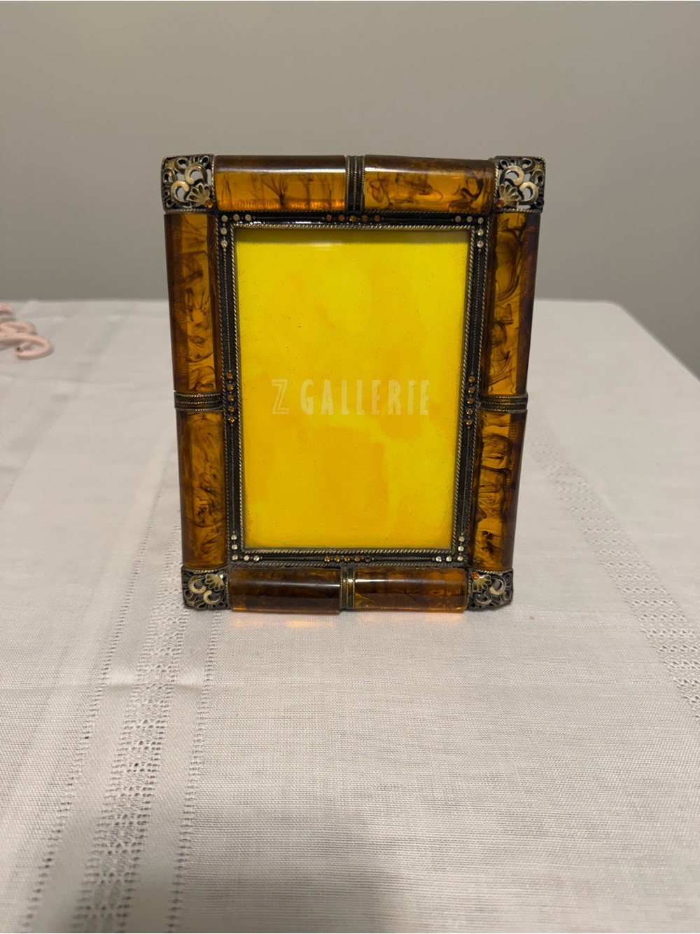 Z Gallerie Amber Resin Frame with Ornate Metal Corners - Amber/Brown 5x7